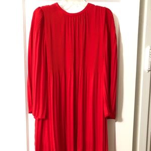 ZARA RED PLEATED HI LOW DRESS
